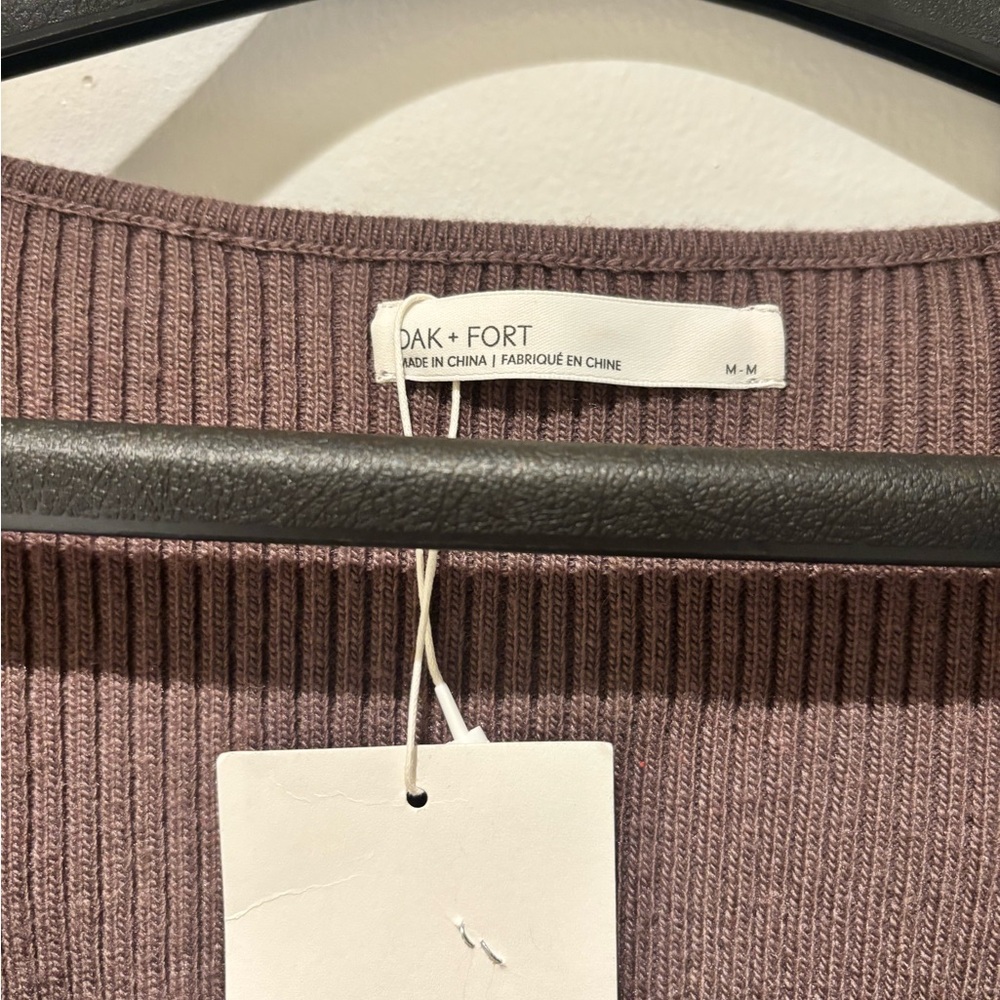 OAK + FORT Taupe Long Sleeve Knit Top Size M NWT - Picture 3 of 4